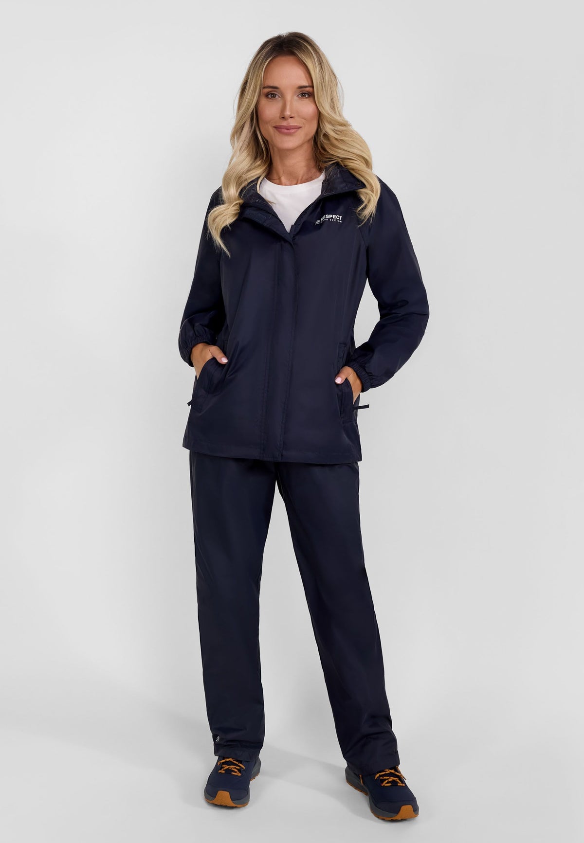 Navy packaway overtrousers, overtrousers worn front.