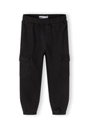 Girls black fleece cargo joggers 3-14y black