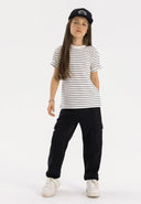 Girls black fleece cargo joggers 3-14y black