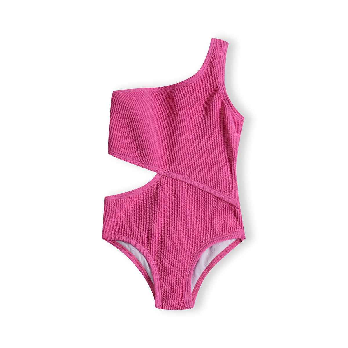 Girls' one-shoulder cut-out swimsuit in pink — complete product view for square Shop card