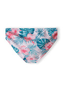 Girls bikini quick-dry two-piece light pink 2-14y with tropical floral pattern on soft fabric. Perfect for beachwear.