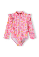 Girls pink girls long sleeve rash bodysuit