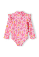 Girls pink girls long sleeve rash bodysuit