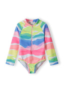 Girls multicolored girls all-over print long sleeve rash bodysuit