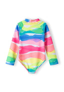 Girls multicolored girls all-over print long sleeve rash bodysuit