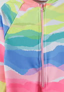 Girls multicolored girls all-over print long sleeve rash bodysuit