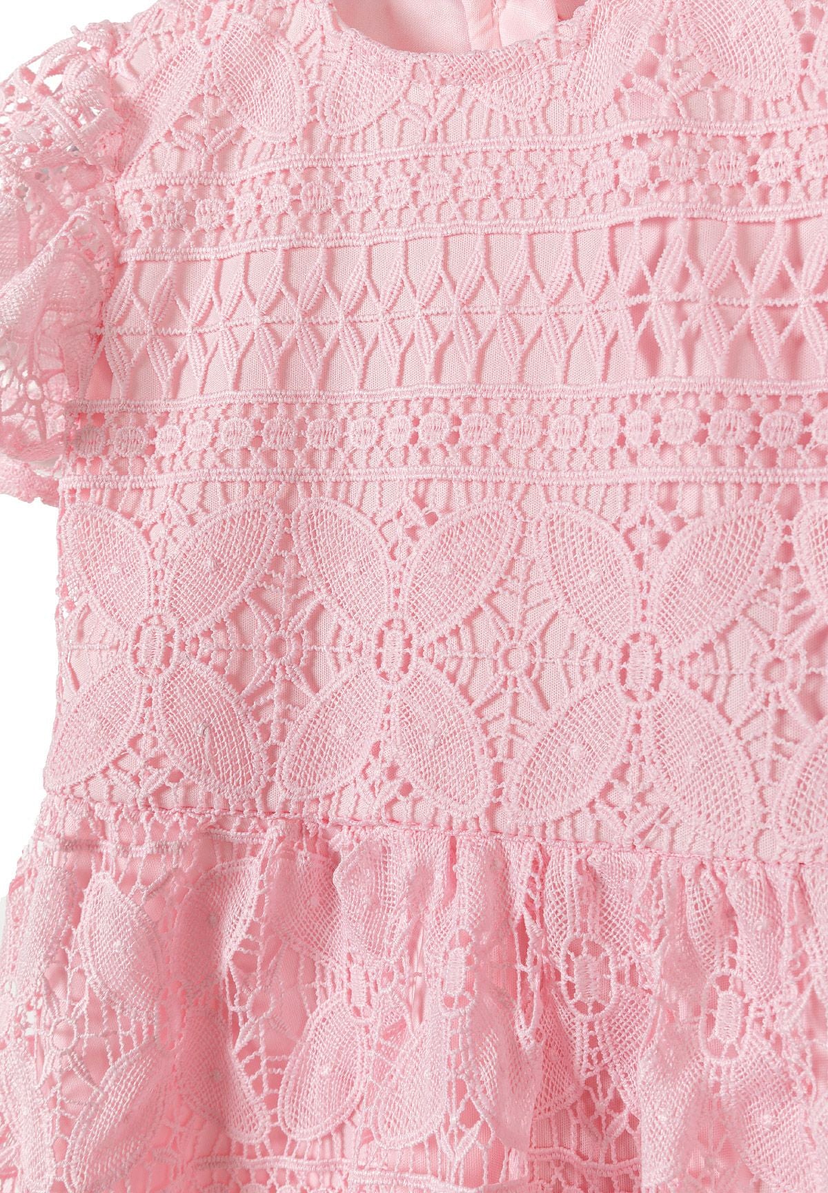 Light pink lace dress, lace detail.