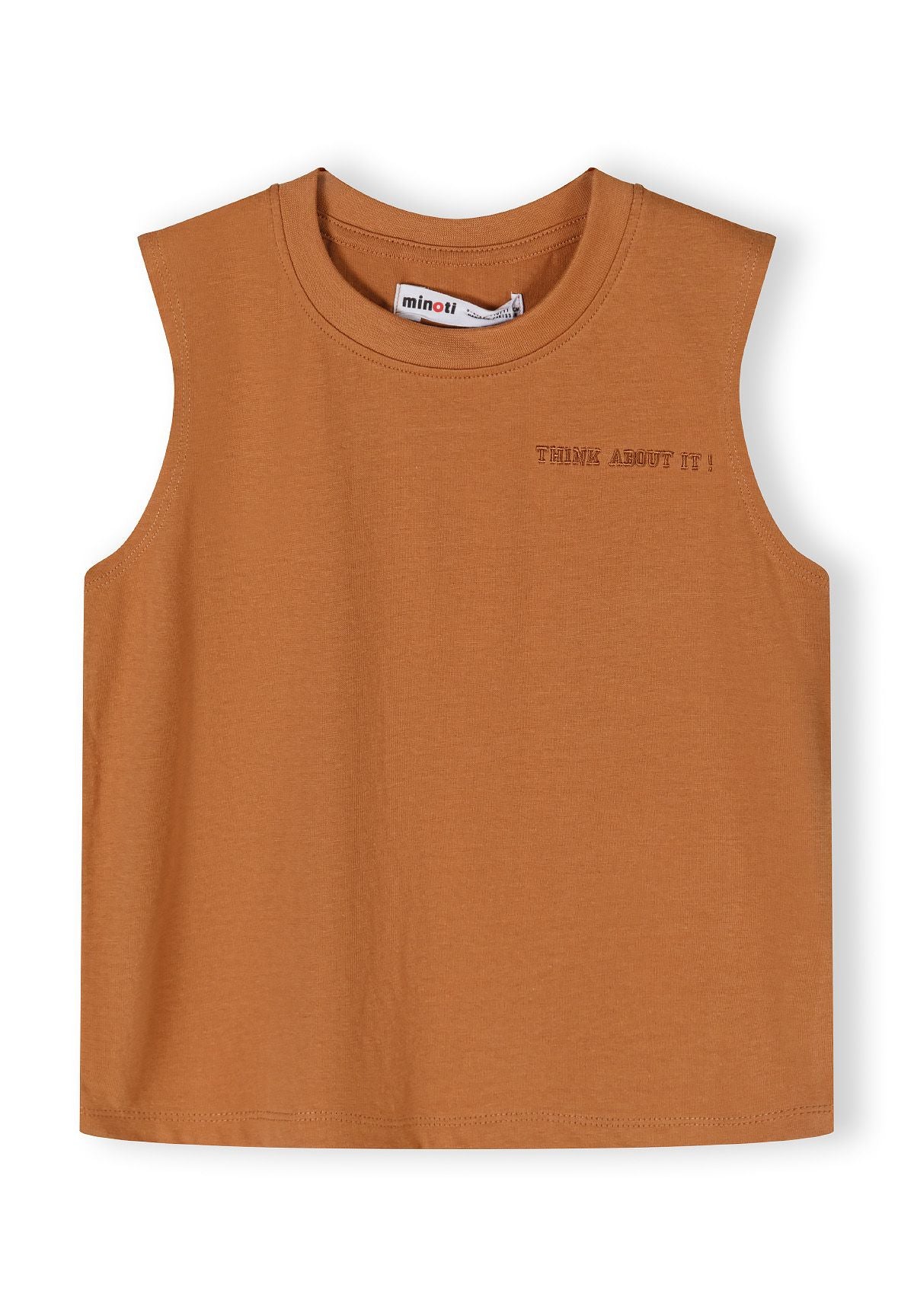 Rust brown vest and shorts set, vest front.