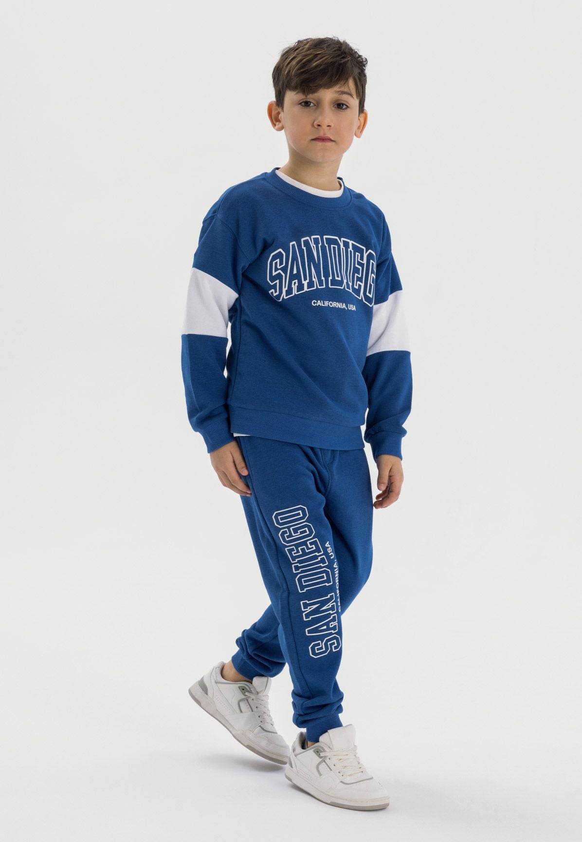 Sweatshirt & Joggers Set, San Diego Print, Cobalt Blue - 1