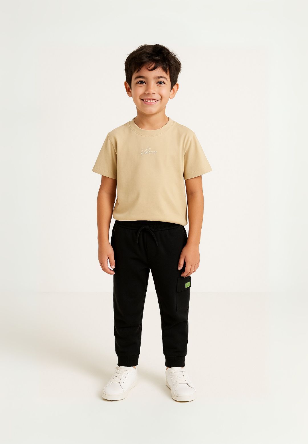 T-Shirt & Joggers Set, Vibes Print, Sand Black - 1