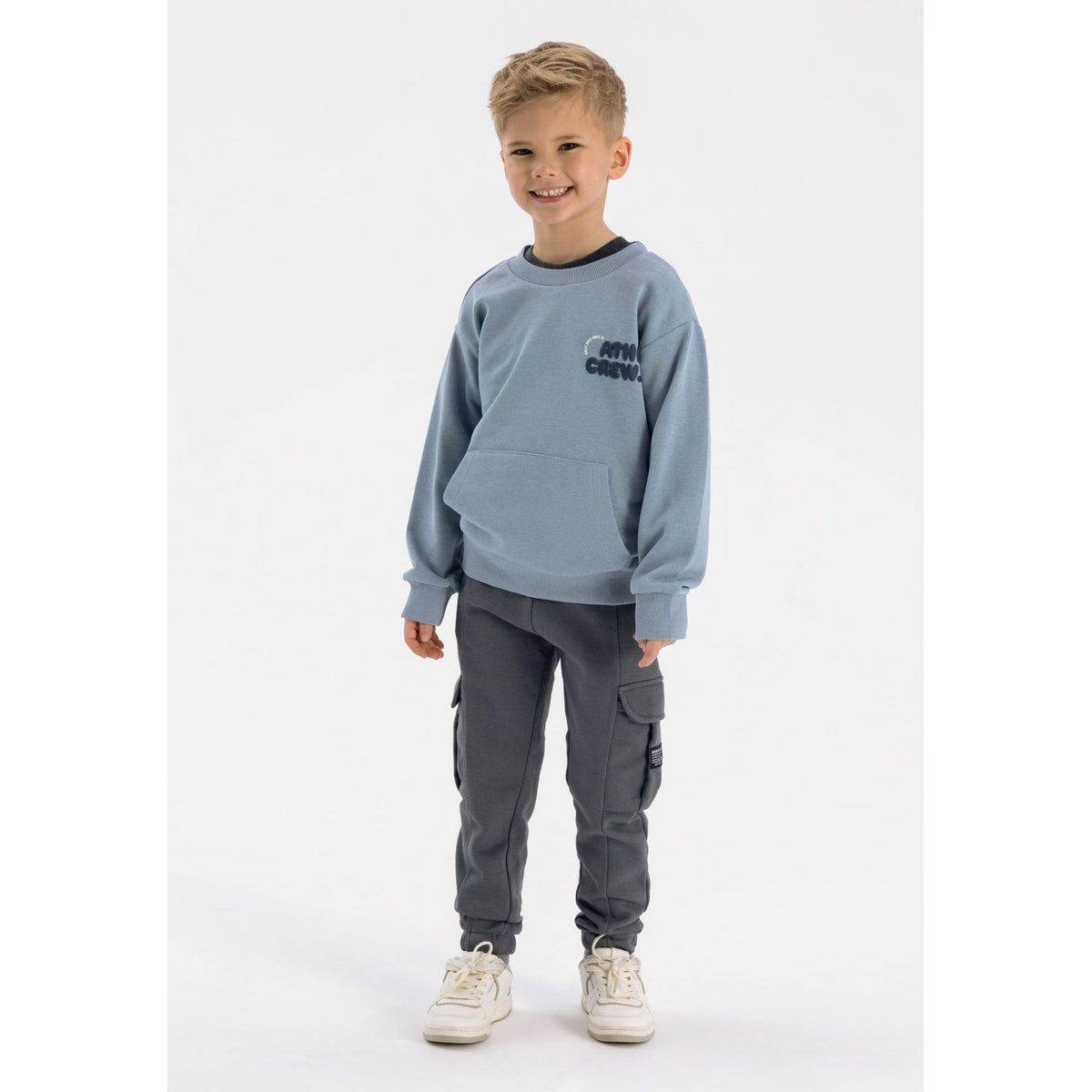 Boys' cargo joggers in grey — complete product view for square Shop card