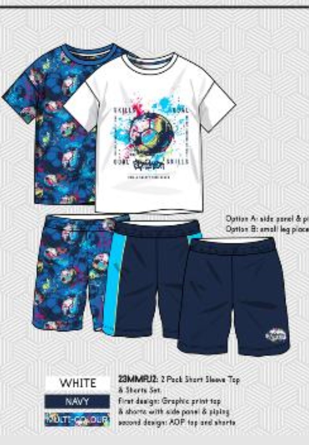 T-Shirt & Shorts Pyjamas 2-Pack Football Print Blue