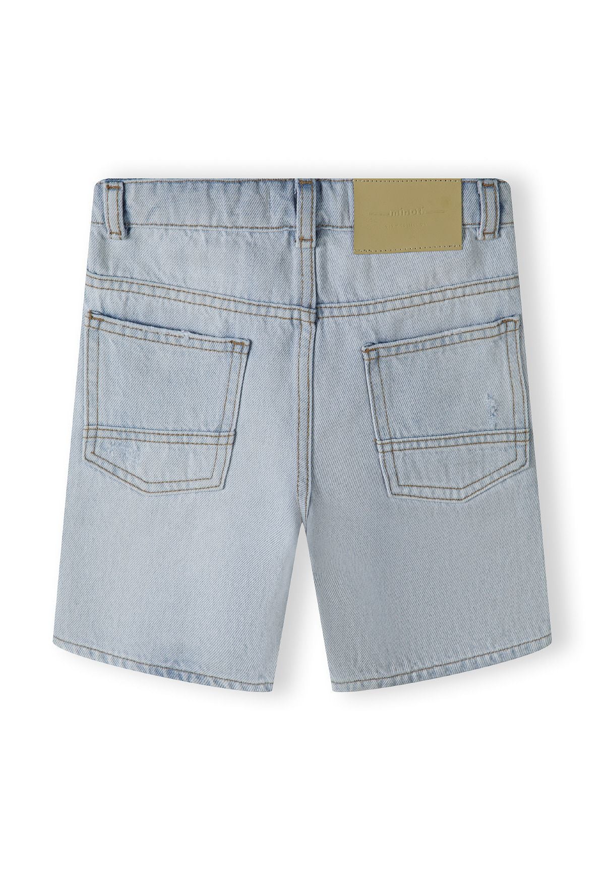 Light blue denim shorts, back.