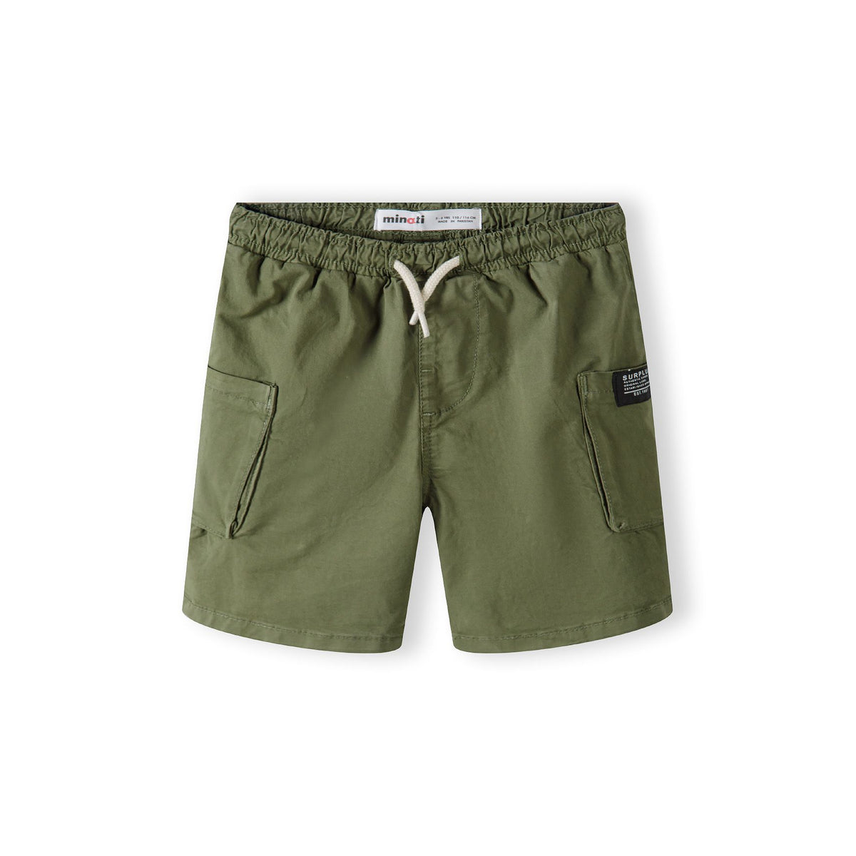 Boys' cargo shorts in khaki green — complete product view for square Shop card