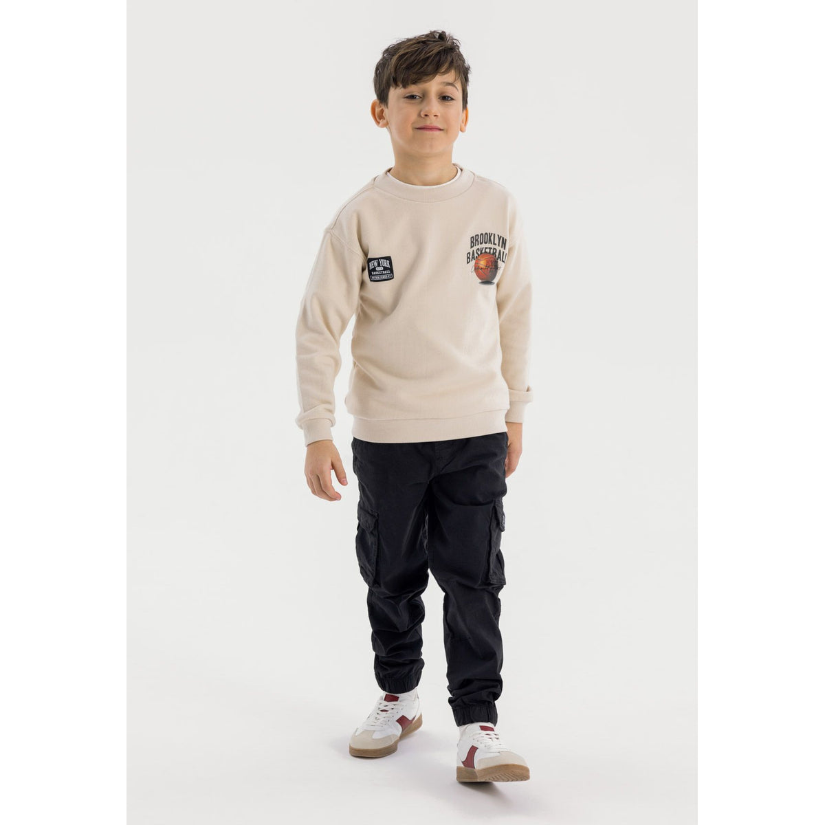 Boys' cargo trousers in black — complete product view for square Shop card