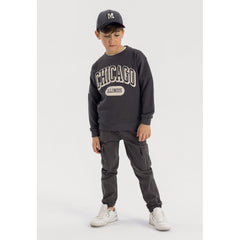 Boys' cargo trousers in dark grey