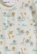 Baby 3er-Pack atmungsaktive Baumwoll-Schlafanzüge cremefarben mit Safari-Motiv 0-24 Monate