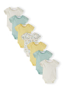 Baby 7-pack short sleeve bodysuits cream safari print 0-24 months