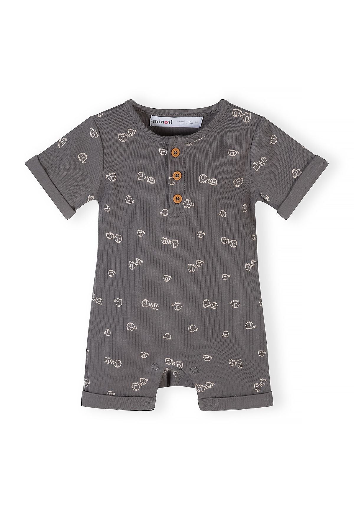 Short Sleeve Rompers 3-Pack, Striped & Animal Print - 4