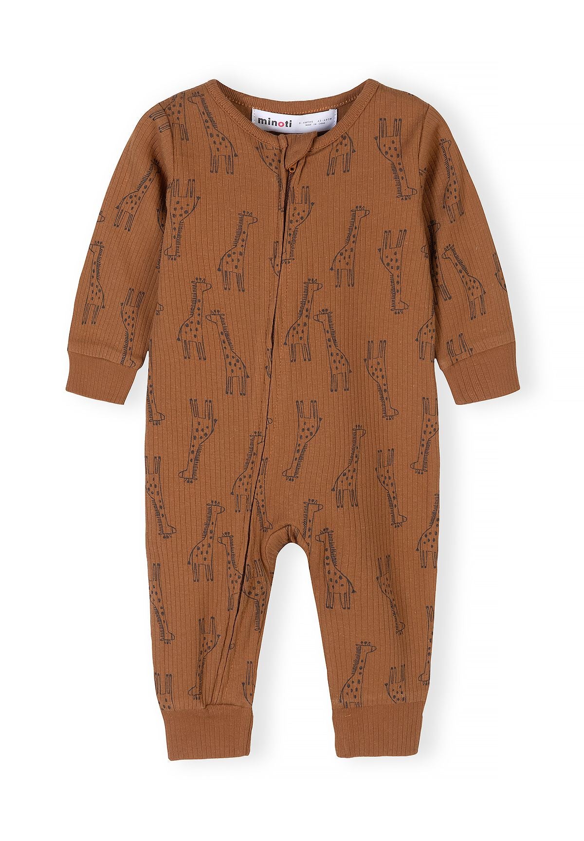 Baby Rompers 3-Pack, Ribbed Giraffe, Neutral - 3