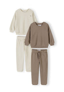 Jungen Trainingsanzug 2er-Pack Sweatshirt und Jogginghose Creme und Beige 3 Monate - 7 Jahre