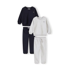 Boys' sweatshirt and joggers sets 2-pack in navy and light grey marl