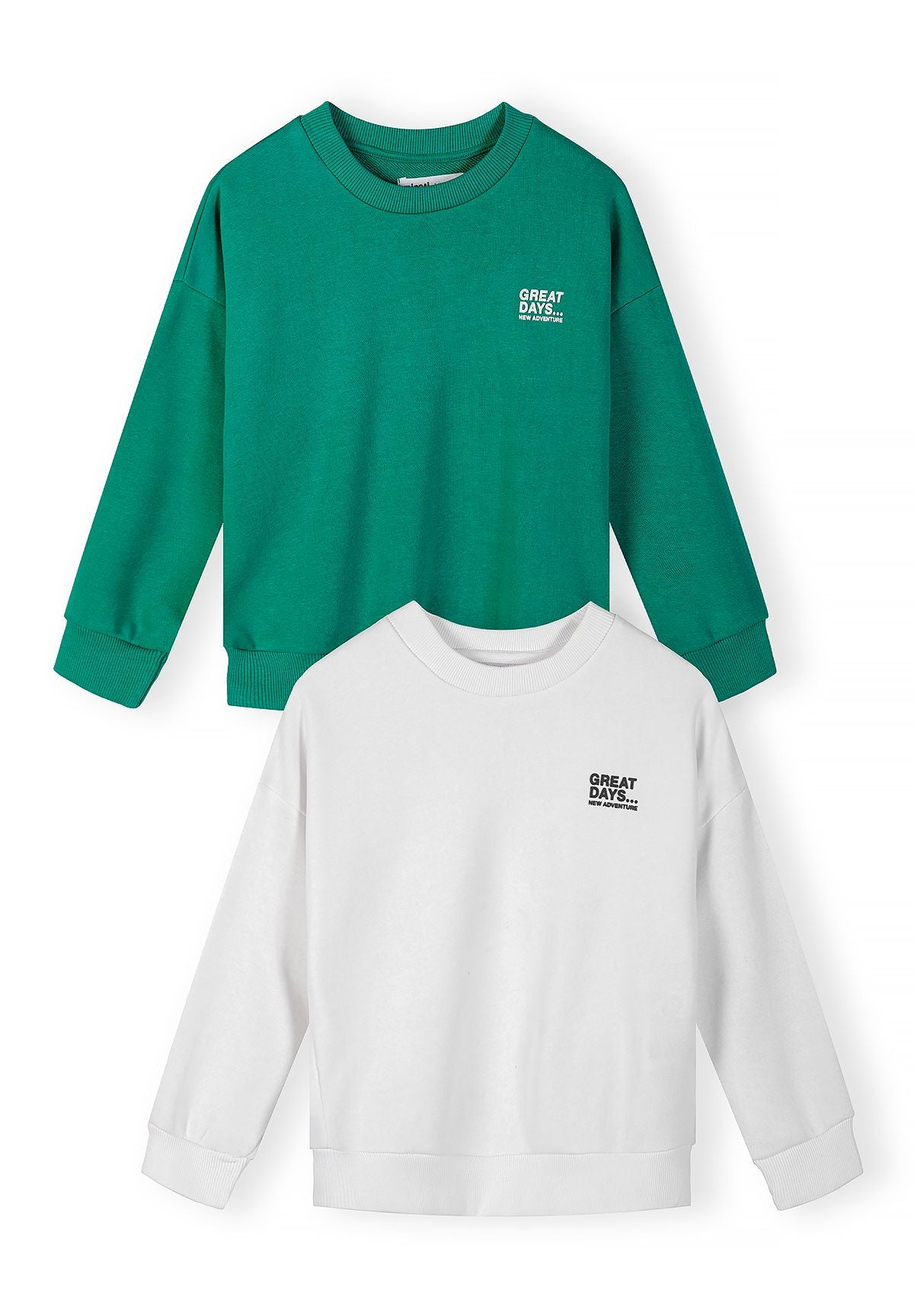 Sweatshirts 2-Pack, Great Days Print, Green White - 2