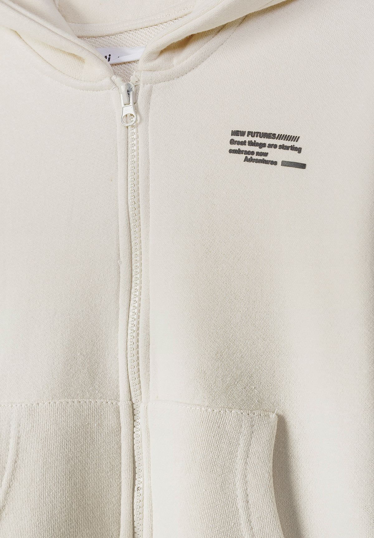 Zip Hoodies 2-Pack, Cream & Khaki, Slogan Print - 7