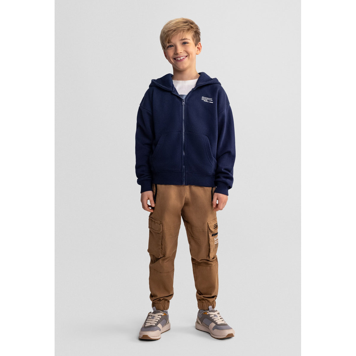 Kids' zip-up hoodies 2-pack in navy and lilac — complete product view for square Shop card