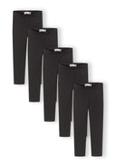 Girls 5-pack black slim fit leggings breathable comfort 3-15 years