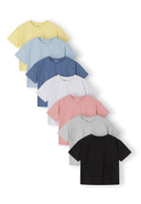 Girls 7-pack cotton t-shirts pink blue white aged 3-15 years