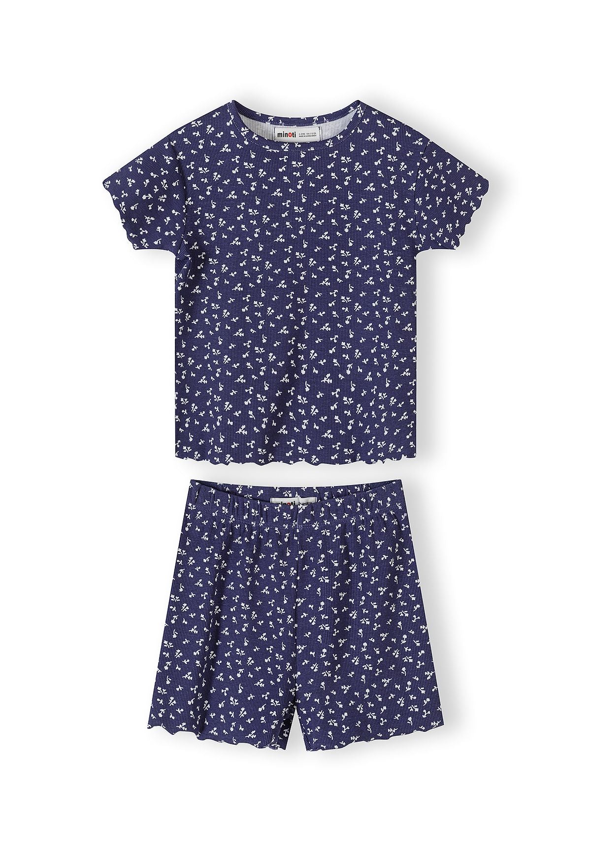 Ribbed Pyjamas 2-Pack, Floral Print, Navy White - 4