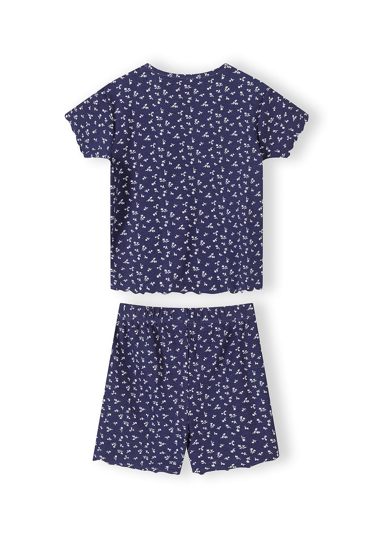 Ribbed Pyjamas 2-Pack, Floral Print, Navy White - 5