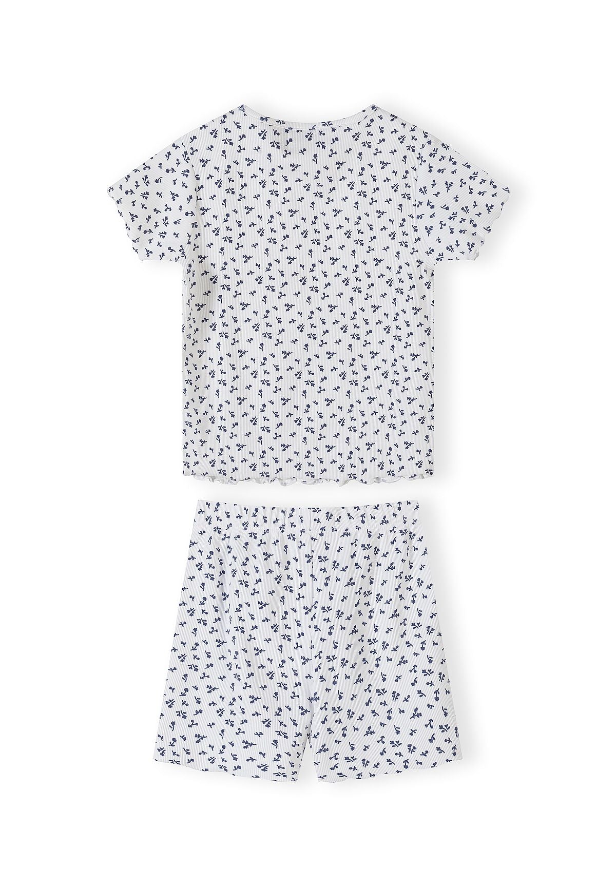 Ribbed Pyjamas 2-Pack, Floral Print, Navy White - 3