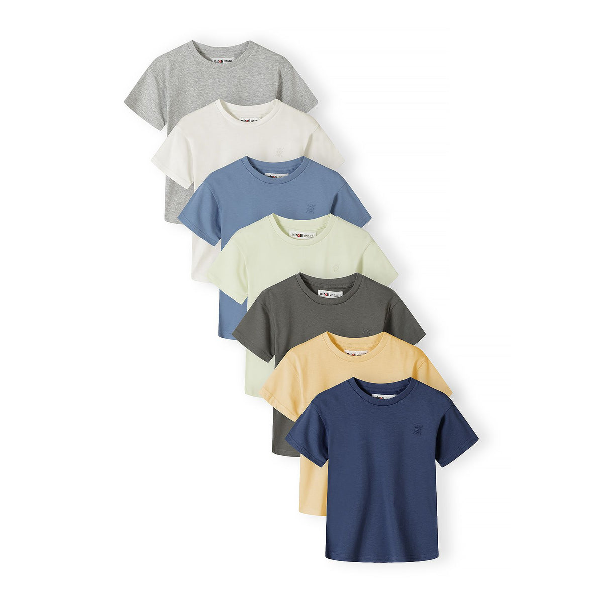 Boys' crew neck t-shirts 7-pack in mixed colours — complete product view for square Shop card