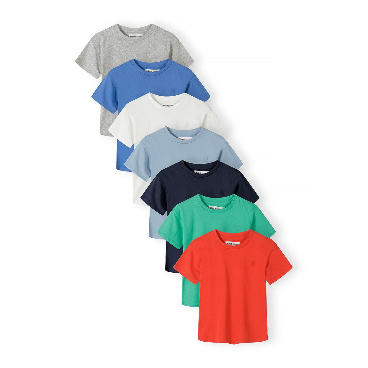 Boys' crew neck t-shirts 7-pack in mixed colours — complete product view for square Shop card