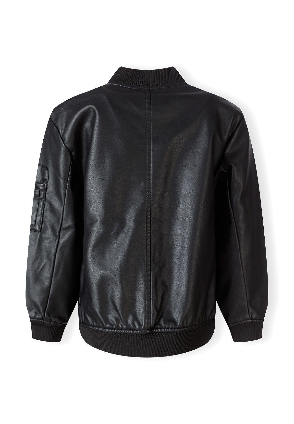 Bomber Jacket Faux Leather, Black - 2
