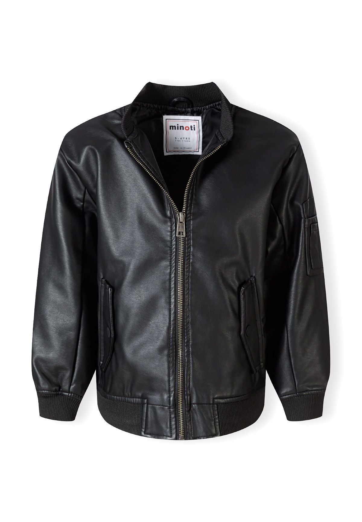 Bomber Jacket Faux Leather, Black - 3