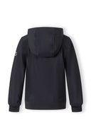 Boys black softshell jacket with adjustable hood 3 to 15 years