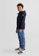 Boys black softshell jacket with adjustable hood 3 to 15 years