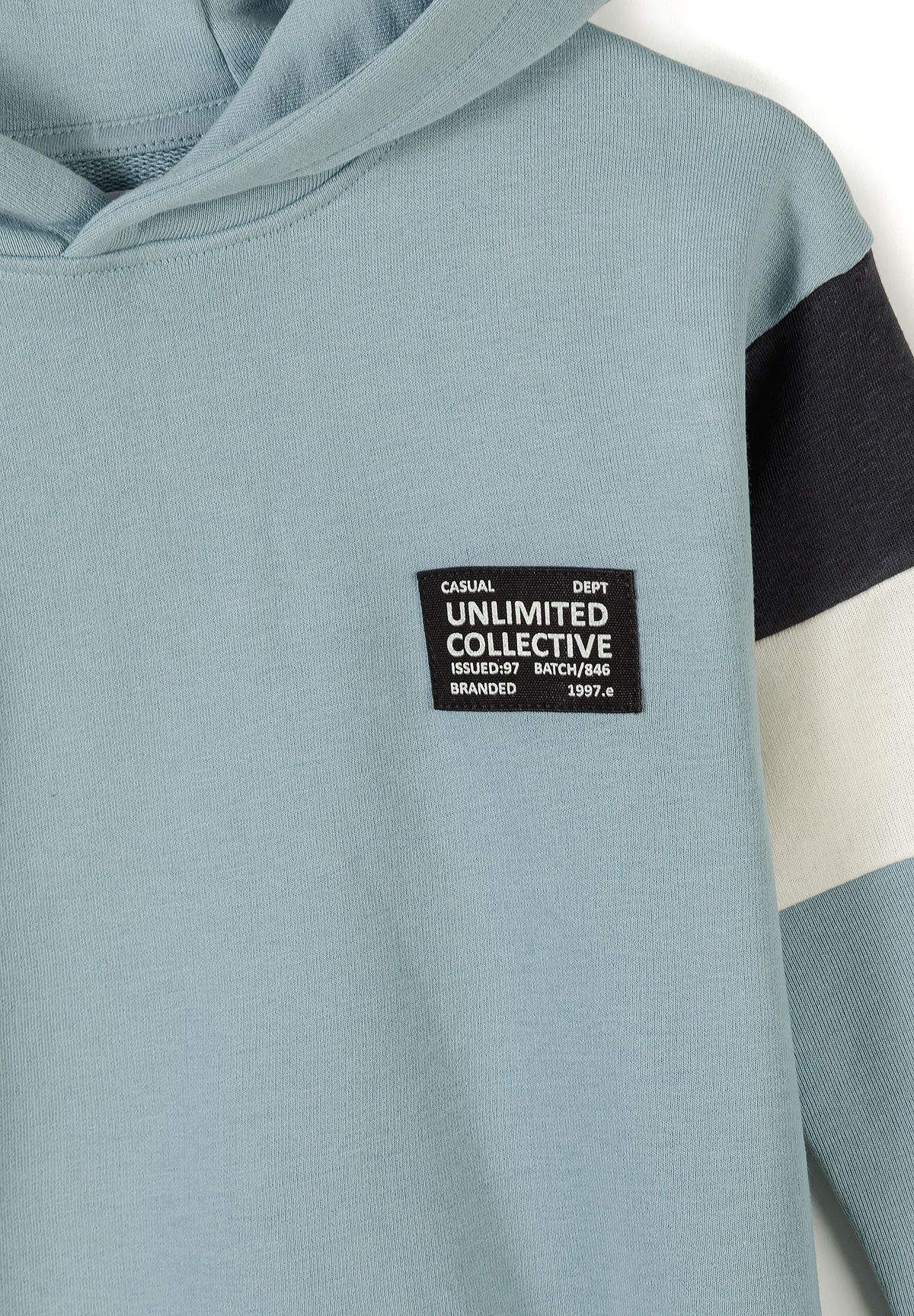 Hooded Tracksuit, Sage Blue, Contrast Panels - 6