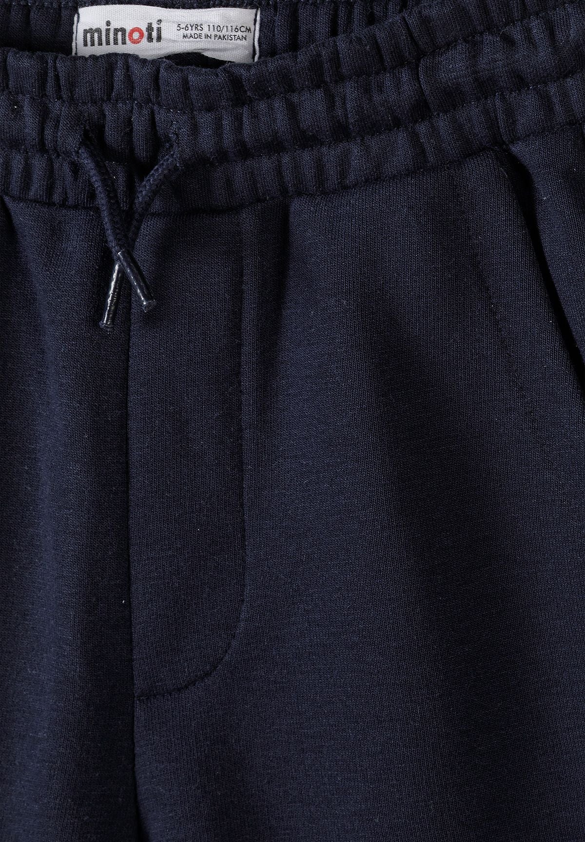 Light grey marl, blue and navy jogger shorts, navy waist detail.