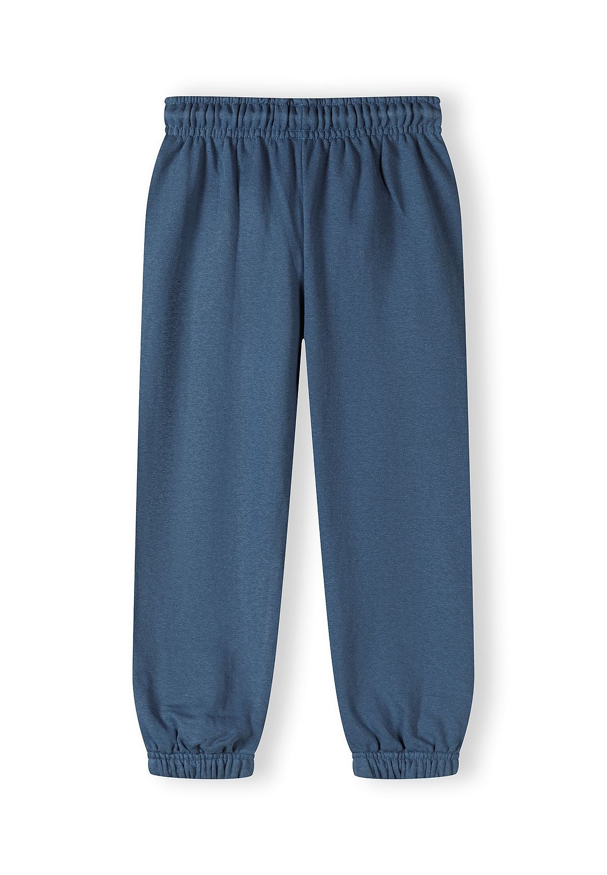 Boys blue tracksuit trousers with elasticated waistband and cuffs.