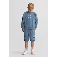 Boys' sweatshirt and cargo shorts set in light blue
