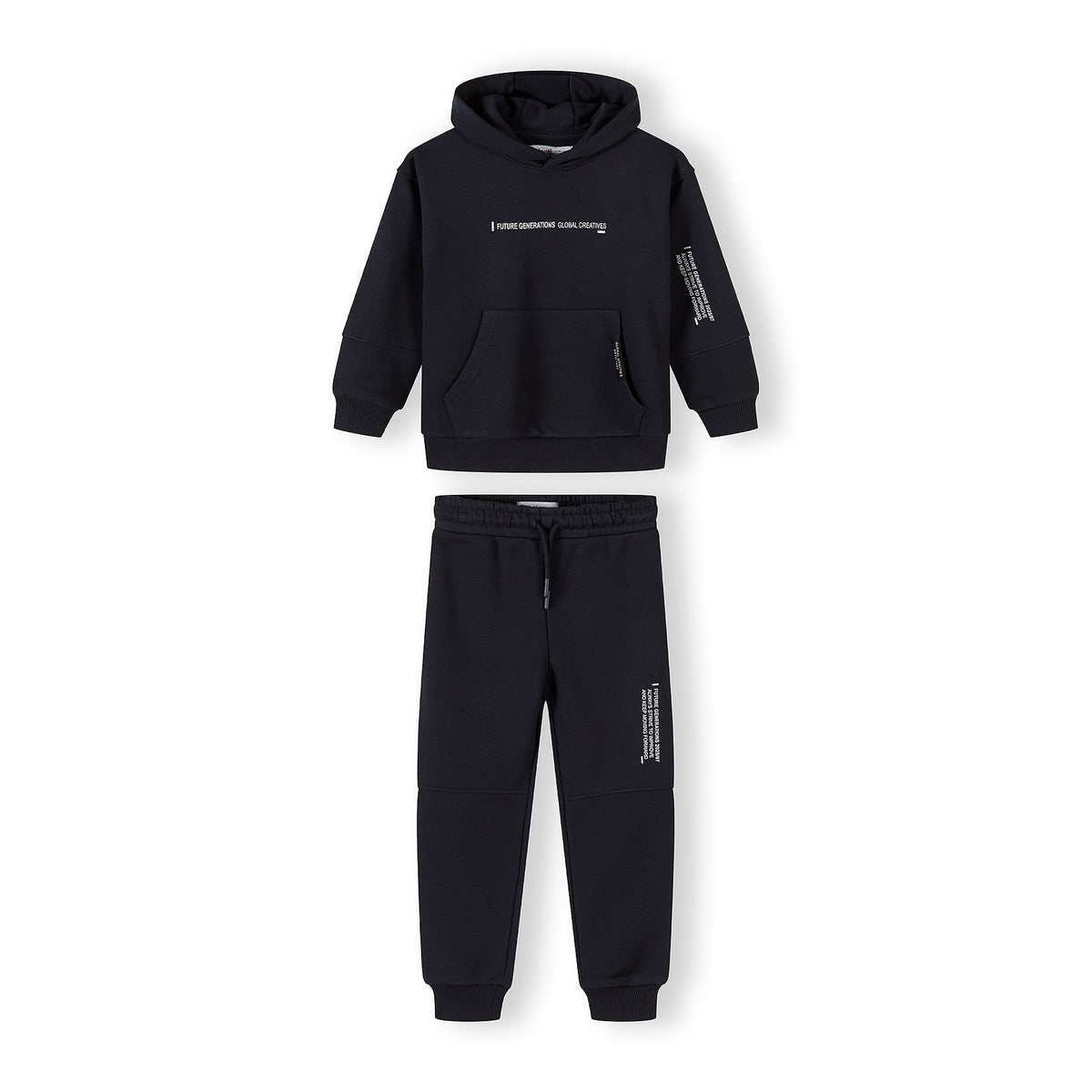 Boys' hoodie and joggers set in black — complete product view for square Shop card
