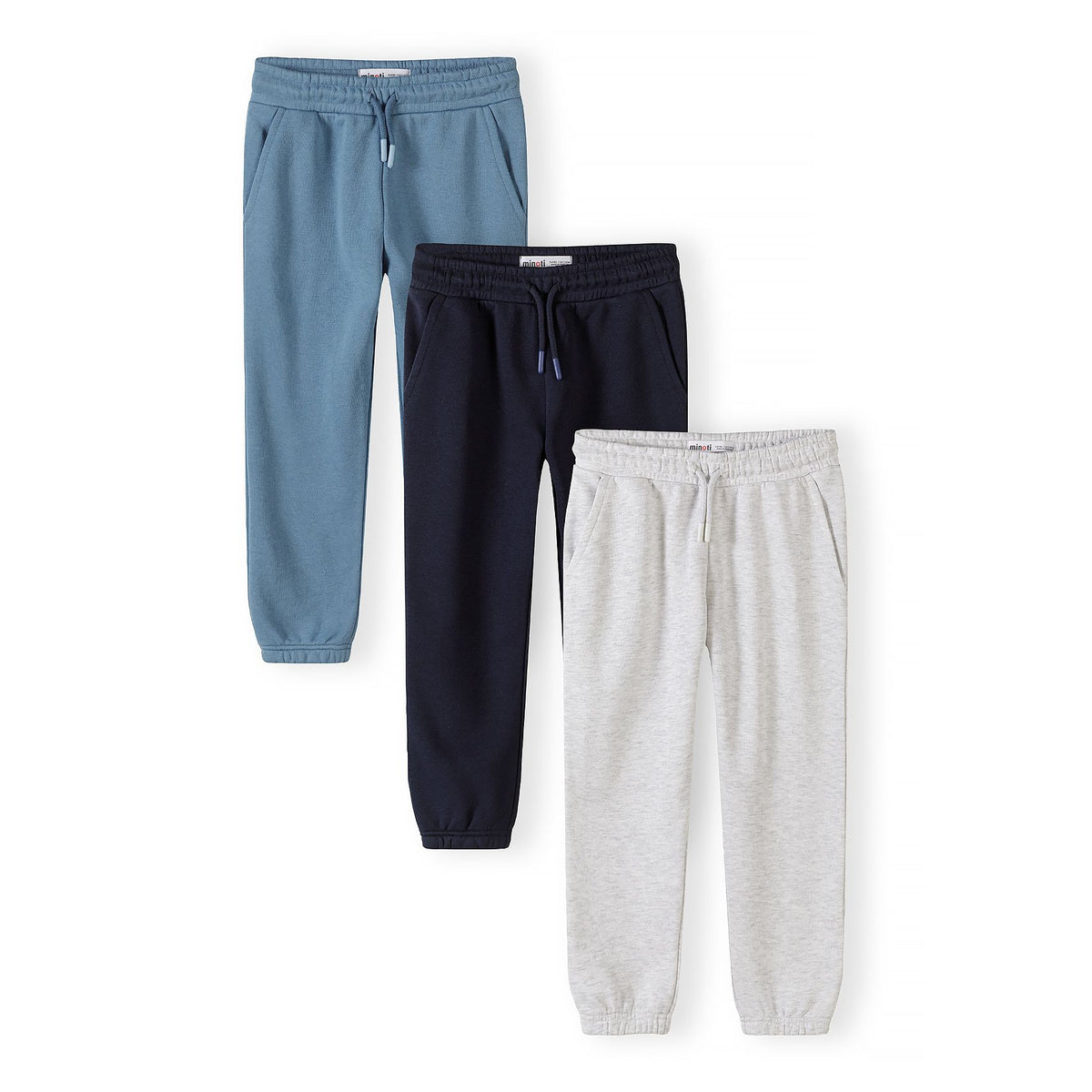 Boys' joggers 3-pack in blue, navy and light grey marl — complete product view for square Shop card