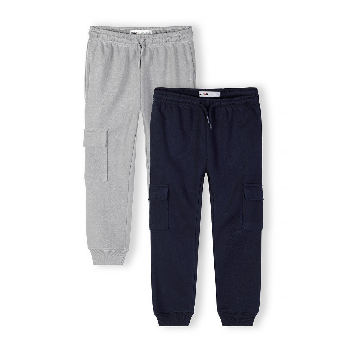Boys' cargo joggers 2-pack in navy and grey marl — complete product view for square Shop card