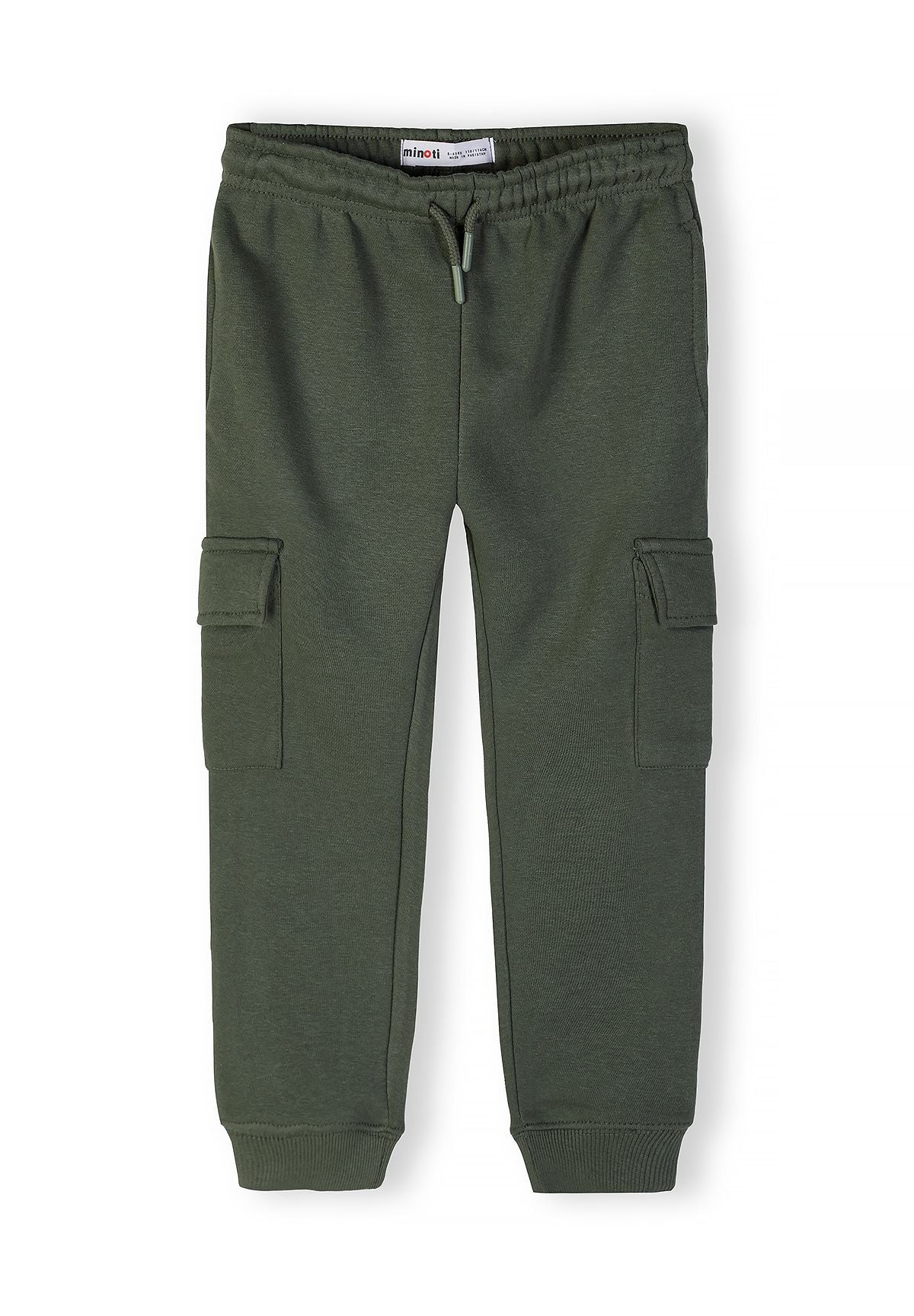Boys cargo joggers in khaki with elasticated waistband and two side pockets.