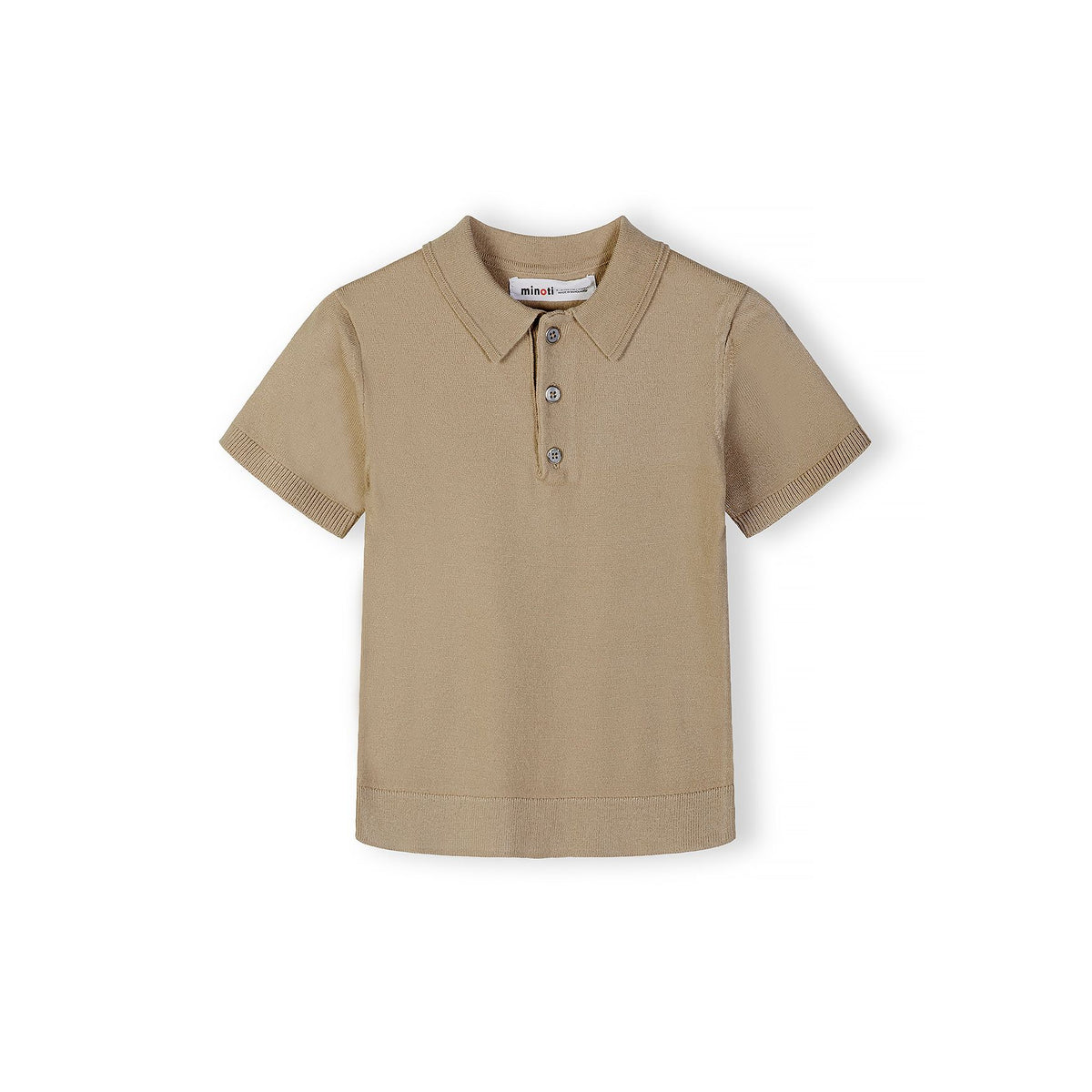 Boys' knitted polo shirt in beige — complete product view for square Shop card