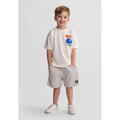 Boys' t-shirt and shorts set in cream and blue